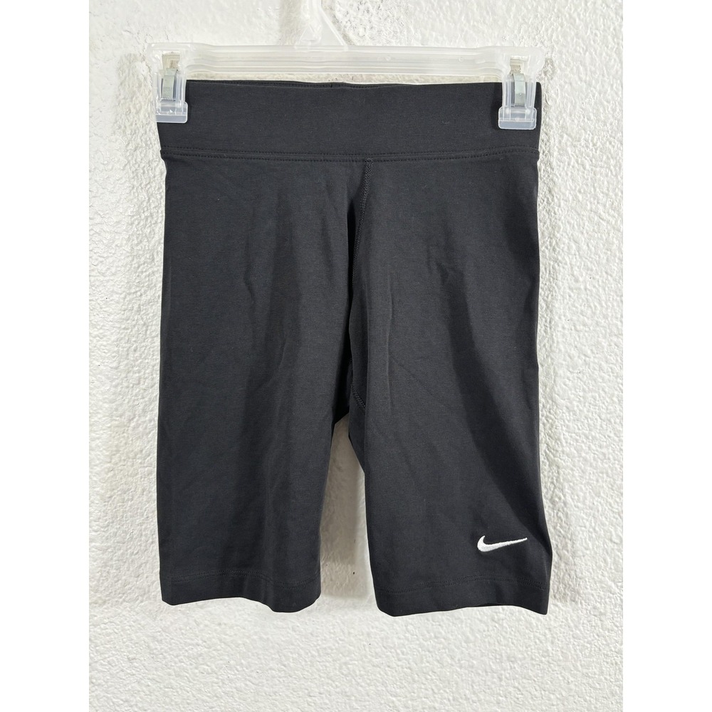 Nike Shorts Womens XS Black Tight Fit Mid Rise Bike Stretch Swoosh CZ8526-010
